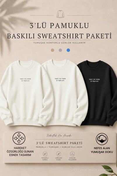 DAMGA JEANS 3 Pieces Men's Cotton Printed Regular Fit Sweatshirt