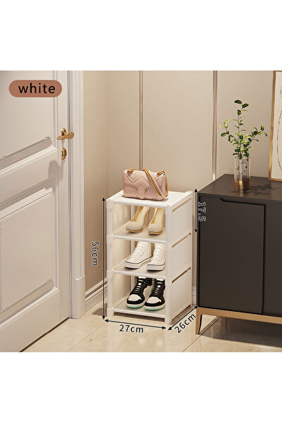 Choice15 White 4 layers Shoe rack Small shoe cabinet widened against the wall...