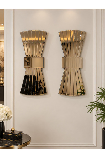efe ayna dekor 35x85 cm Fiyonk Model BRONZ Yan Ayna (2 adet) ( duvar saatleri...