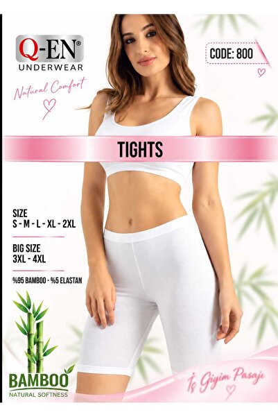 Q-EN Women's Bamboo Above Knee Leggings 800 White
