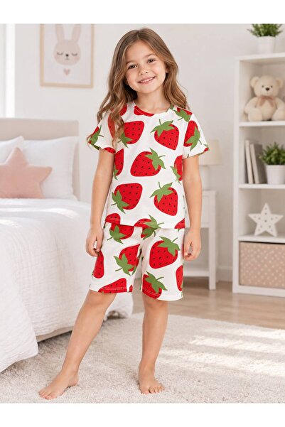 Generic Brand Girls' Cotton Summer Thin Fabric White Color Strawberry Pattern...