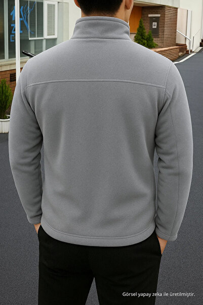 COMBİNE MİCHAİL Men's Comfort Fit Casual Thick Gray Fleece