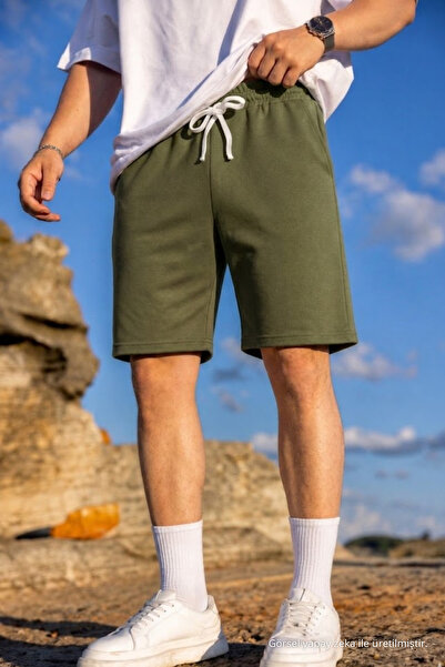 COMBİNE MİCHAİL Erkek Pamuklu Casual Cepli Bol Haki Şort