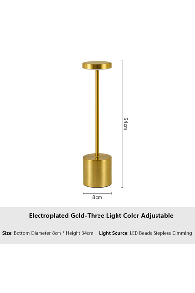 GGBEE Gold Simple Touch Sensor LED Table Lamp Rechargeable Desk Lamp 3Colors ...