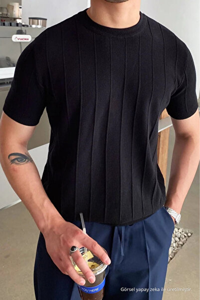 COMBİNE MİCHAİL Men's Crew Neck Knitted T-Shirt