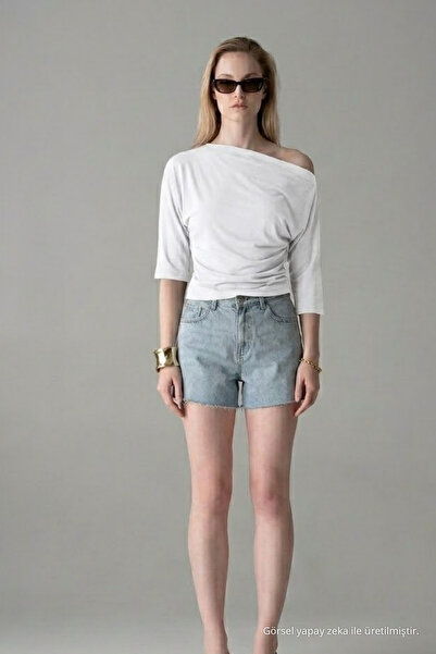 COMBİNE MİCHAİL Women's Short Sleeve Cotton Tight White T-Shirt