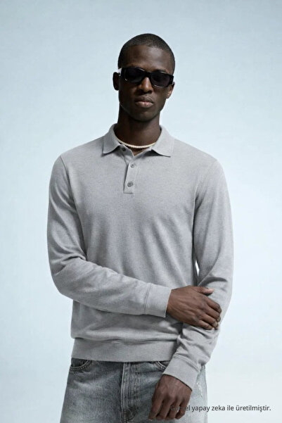 COMBİNE MİCHAİL Erkek Trend Casual Gri Triko Kazak