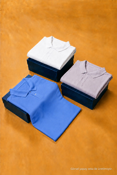 COMBİNE MİCHAİL Men's Casual Loose 3-Piece Polo Collar T-Shirt