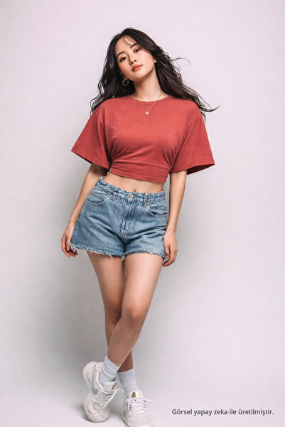 COMBİNE MİCHAİL Kadın Yazlık Kısa Kollu Pudra Crop Bluz