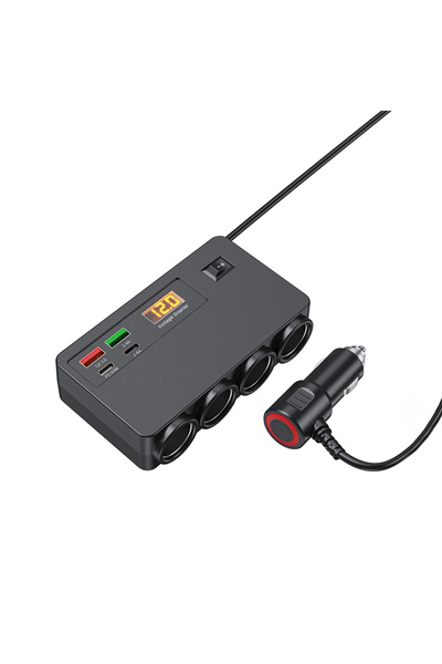 Choice 1 PCS Multi-port QC3.0 PD Car Charger Adapter 4 Expansion Ports 12-24V...