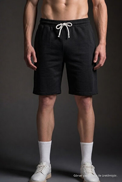 COMBİNE MİCHAİL Men's Elastic Summer Comfort Black Shorts