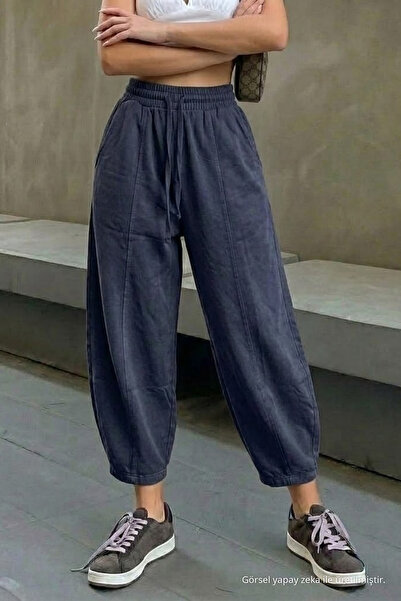 COMBİNE MİCHAİL Kadın Beli Lastikli Füme Şalvar Pantolon