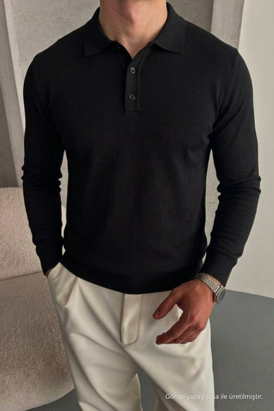 COMBİNE MİCHAİL Erkek Casual Loose Reglan Siyah Kazak
