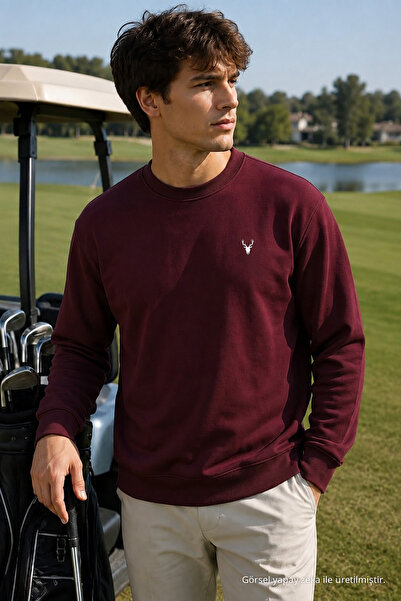 COMBİNE MİCHAİL Bordo İşlemeli Standart Erkek Sweatshirt
