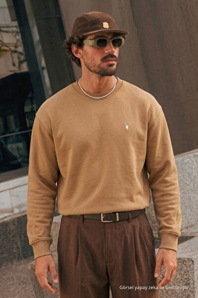 COMBİNE MİCHAİL Karamel Loose Fit Comfortable Men's Sweatshirt