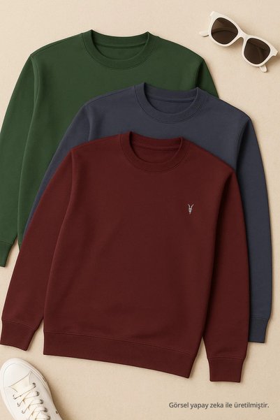 COMBİNE MİCHAİL Men's Long Sleeve Winter Comfortable 3-Piece Sweatshirt
