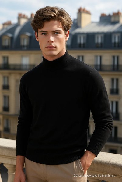COMBİNE MİCHAİL Men's Half Turtleneck 3-Piece Knit Sweater