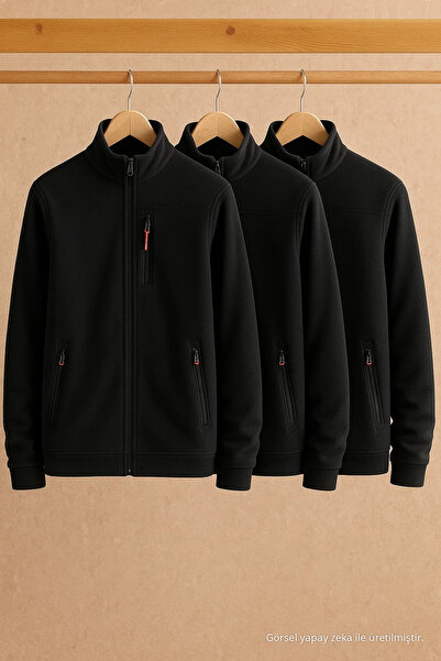 COMBİNE MİCHAİL Herren-Sweatshirt mit Reißverschluss, lässig, schwarz, 3-teilig