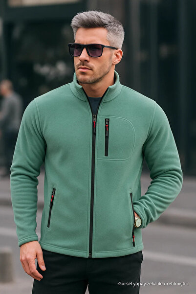 COMBİNE MİCHAİL Men's Zippered Winter Loose Fleece Jacket