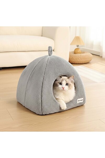 Choice4 S-32x32x32 Grey New Triangle Closed Cat Bed Warm Thickened Pet Nest D...