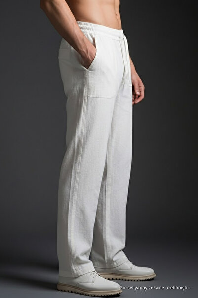 COMBİNE MİCHAİL Men's Elastic Waist Relaxed 2-Pack Linen Pants