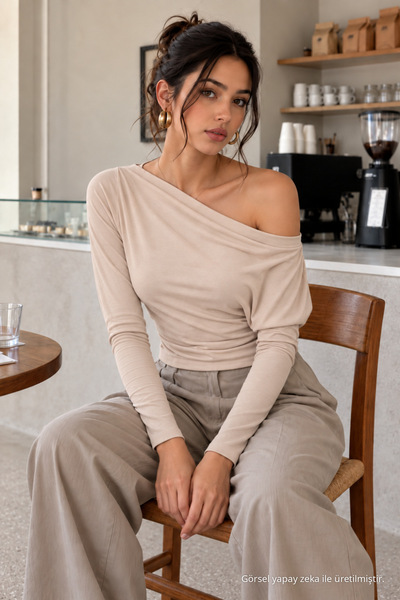 COMBİNE MİCHAİL Beige Color Slim Fit Women's Basic Blouse