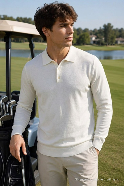 COMBİNE MİCHAİL Men's Molded Knitted Urban White Sweater