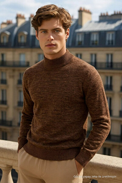 COMBİNE MİCHAİL Men's Casual Daily Basic Navy Blue Sweater