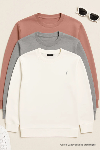 COMBİNE MİCHAİL Men's Long Sleeve Winter Comfortable 3-Piece Sweatshirt