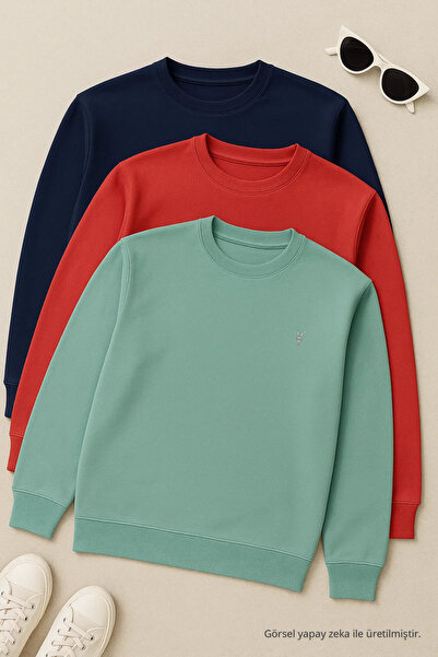 COMBİNE MİCHAİL Men's Daily Comfortable Winter Loose 3-Piece Sweatshirt