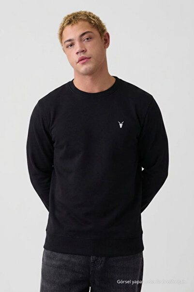 COMBİNE MİCHAİL Black Oversize Cotton Men's Sweatshirt