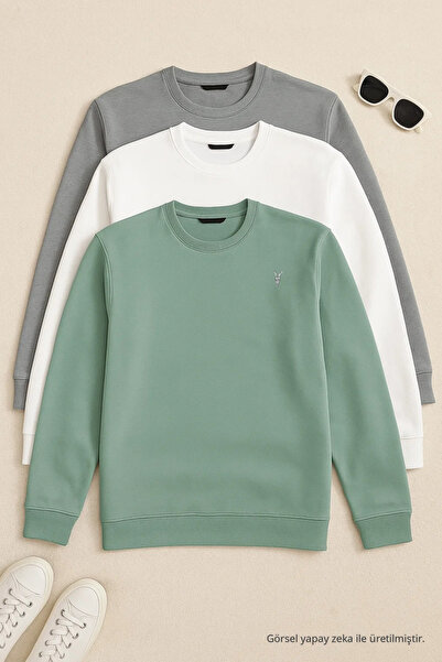 COMBİNE MİCHAİL Men's Long Sleeve Winter Comfortable 3-Piece Sweatshirt