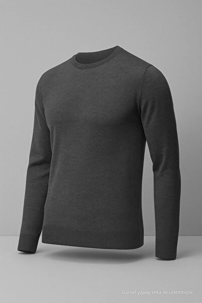 COMBİNE MİCHAİL Bequemer, dicker Premium-Strickpullover für Herren in Rauchfarbe
