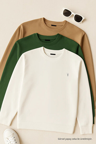 COMBİNE MİCHAİL Erkek Uzun Kollu Basic Salaş 3 Lü Swetshirt