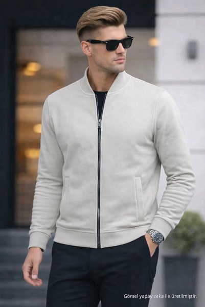COMBİNE MİCHAİL Hanorac gri casual cu fermoar complet pentru bărbați tricou