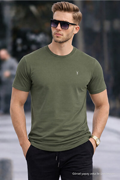COMBİNE MİCHAİL Erkek Bisiklet Yaka Slim Basic Haki Tişört