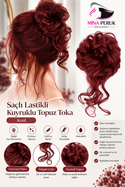 Mina Peruk Elastic Tail Bun Buckle / Red