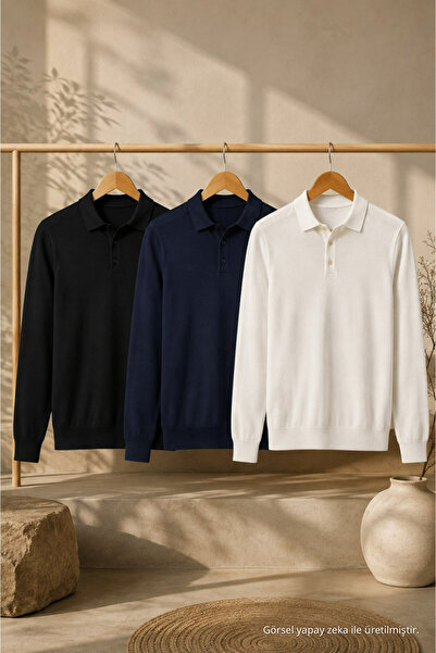 COMBİNE MİCHAİL Men's Cool & Comfort 3-Piece Knitwear Sweater