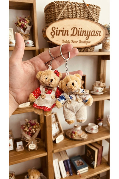 Şirin 2li Peluş Çift Ayıcık Anahtarlıklar Hediyelik