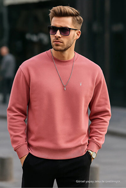 COMBİNE MİCHAİL Şeker Pembe Renk Basic Bisiklet Yaka Relaxed Regular Erkek Sw...