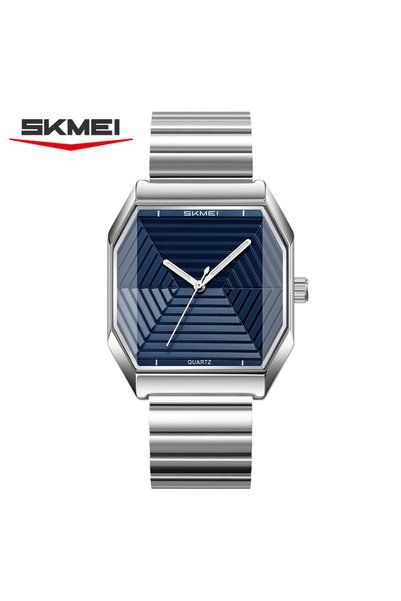 Choice3 ساعة يد رجالية فضية زرقاء SKMEI 9393 بتصميم فريد من الفولاذ المقاوم ل...