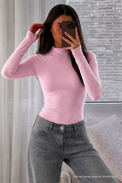 COMBİNE MİCHAİL Kadın Belden Oturtma Pamuklu Pembe Bluz