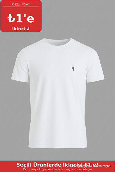 COMBİNE MİCHAİL Men's Crew Neck Loose Basic White T-Shirt