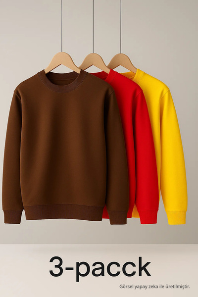 COMBİNE MİCHAİL Erkek Günlük Trend Oversize Bol 3 Lü Kazak