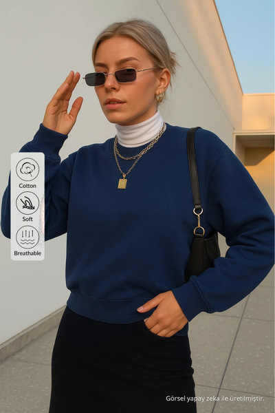COMBİNE MİCHAİL Kadın Basic Oversize Kışlık Laci Sweatshirt