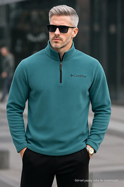 COMBİNE MİCHAİL Men's Half Zipper Tight Fleece Sweatshirt