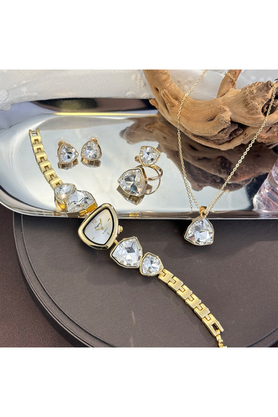 Choice WHITE Luxury Ladies Quartz Watch Colorful Diamond Irregular Shape Neck...