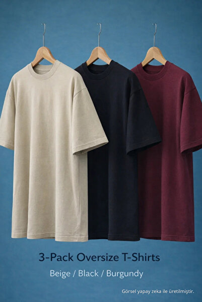 COMBİNE MİCHAİL Tricou pentru bărbați basic cu mânecă scurtă, supradimensiona...
