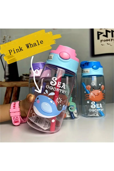 Choice Pink Whale Children's Plastic Water Cup, Straw Cup, Duckbill Portable ...