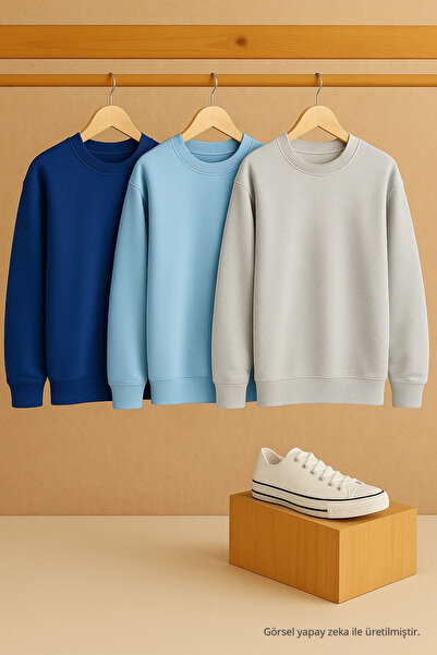 COMBİNE MİCHAİL Women's Crew Neck Oversized 3-Piece Sweatshirt